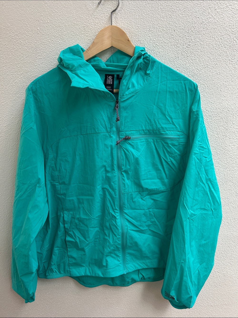 Mountain Hardwear Wind Veil hooded windbreaker ultra lightweight XL teal NWT